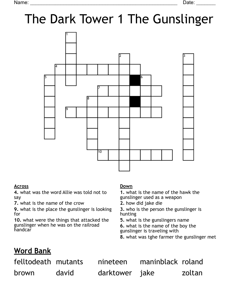 The Dark Tower 1 The Gunslinger Crossword