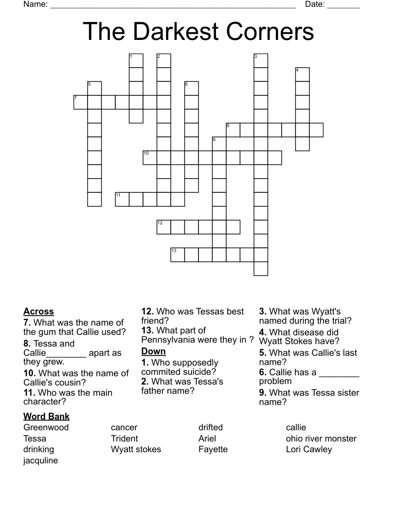The Darkest Corners Crossword