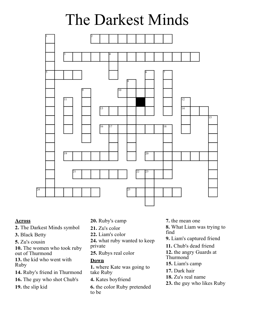 The Darkest Minds Crossword