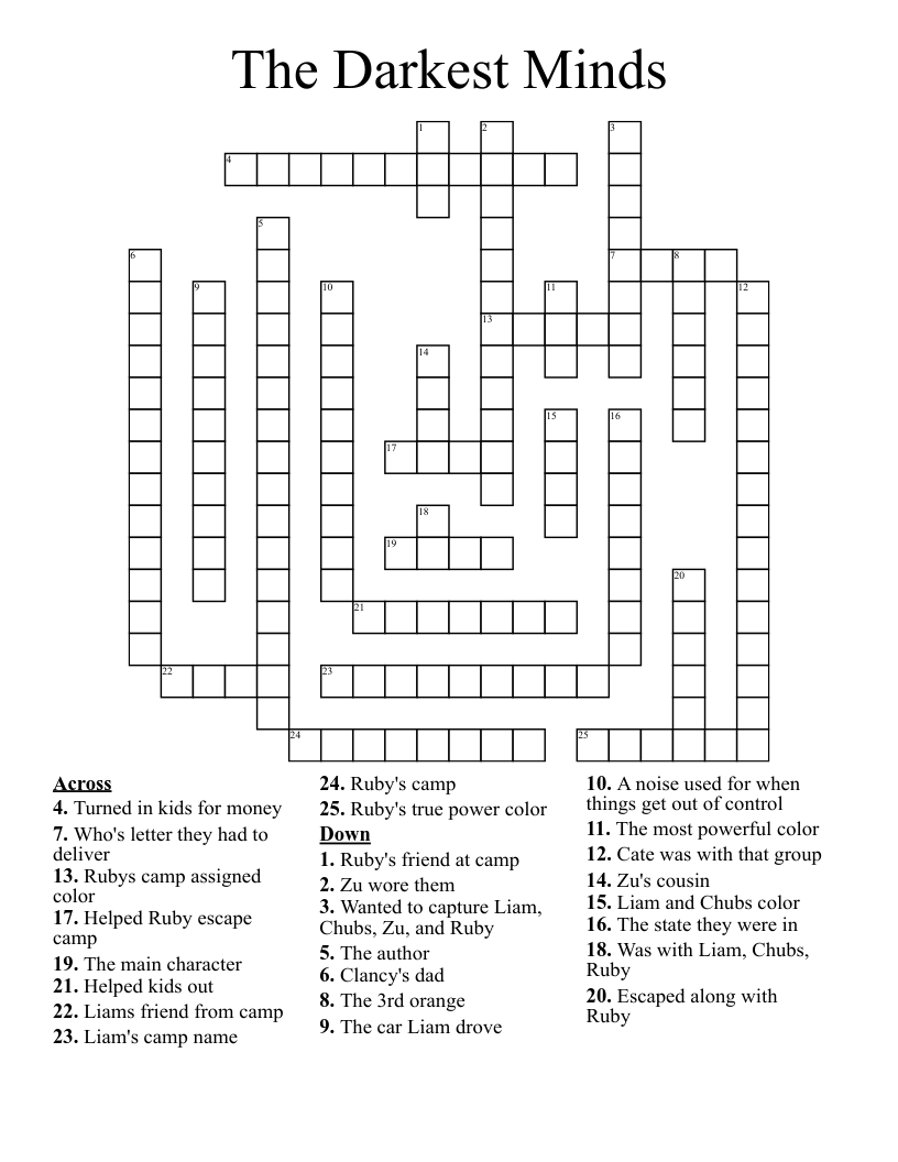 The Darkest Minds Crossword