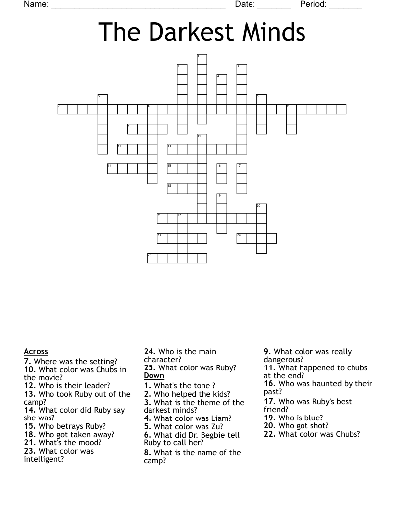 The Darkest Minds Crossword