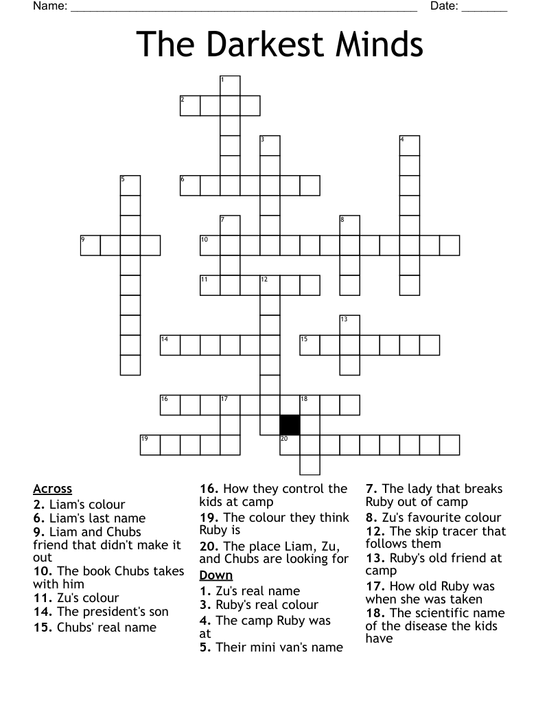 The Darkest Minds Crossword
