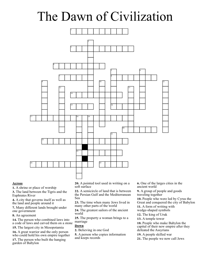 The Dawn of Civilization Crossword