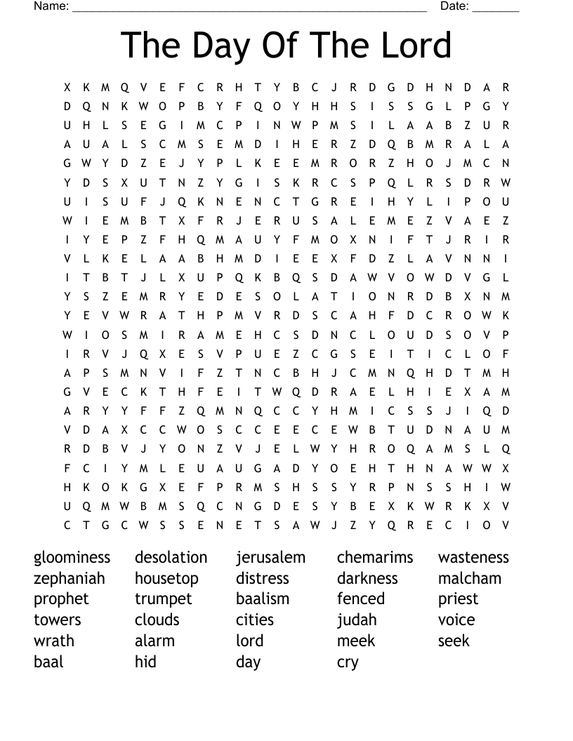 The Day Of The Lord Word Search