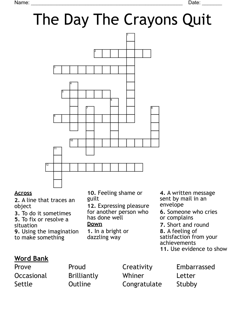 The Day The Crayons Quit Crossword