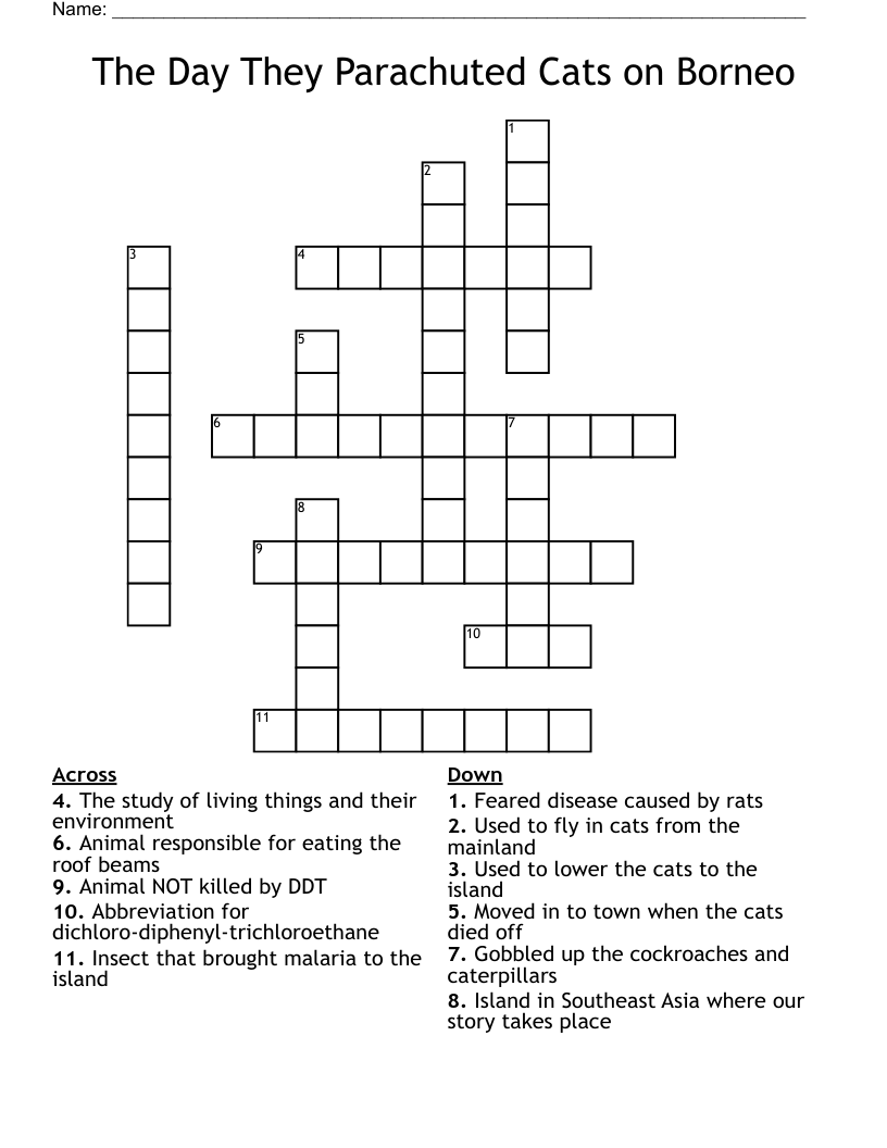 The Day They Parachuted Cats on Borneo Crossword