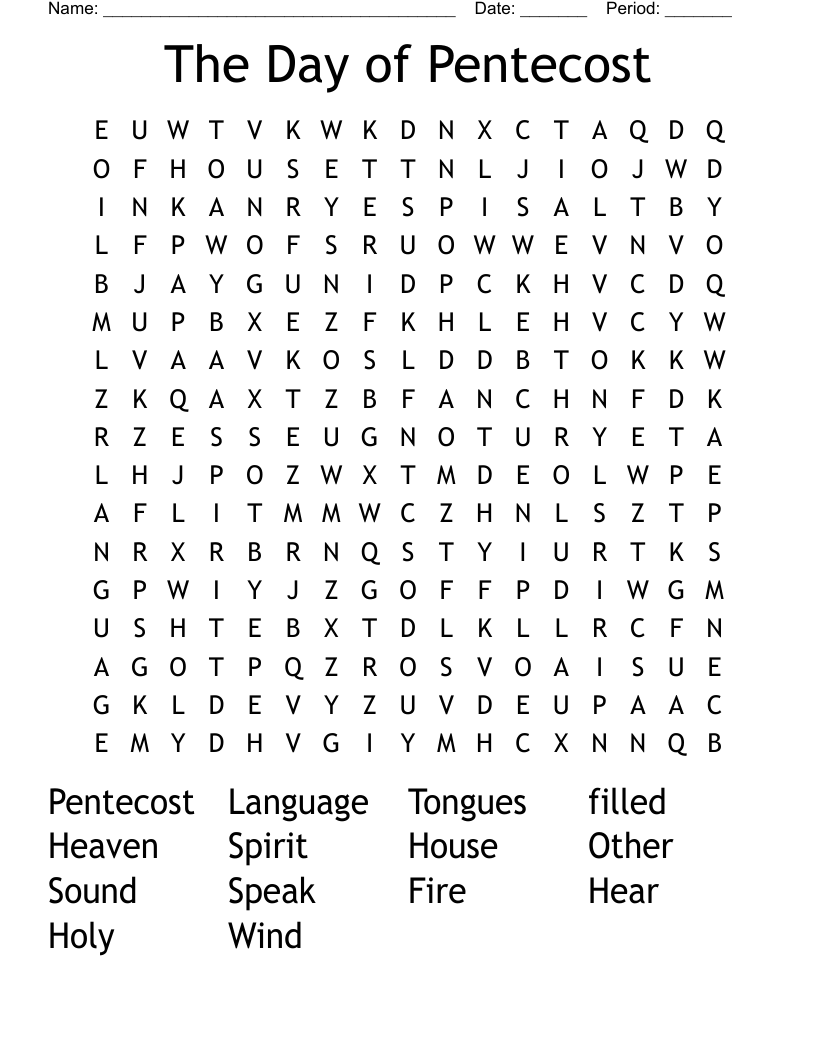 The Day of Pentecost Word Search
