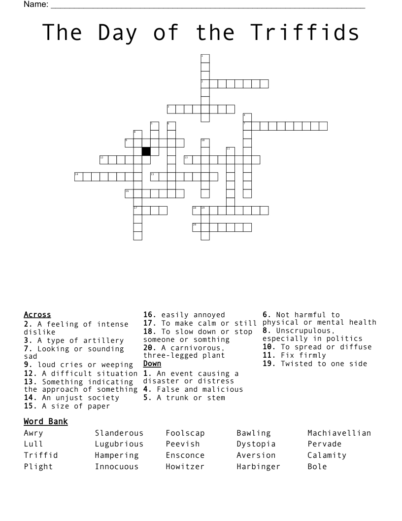 The Day of the Triffids Crossword