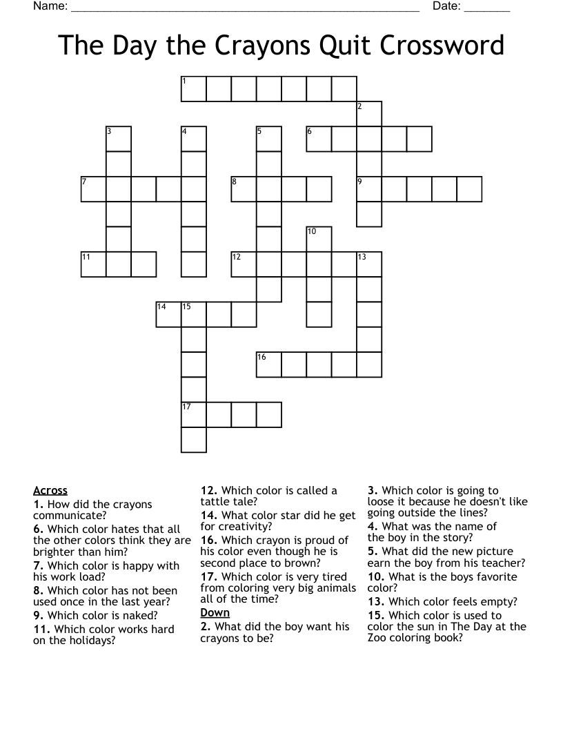 The Day the Crayons Quit Crossword