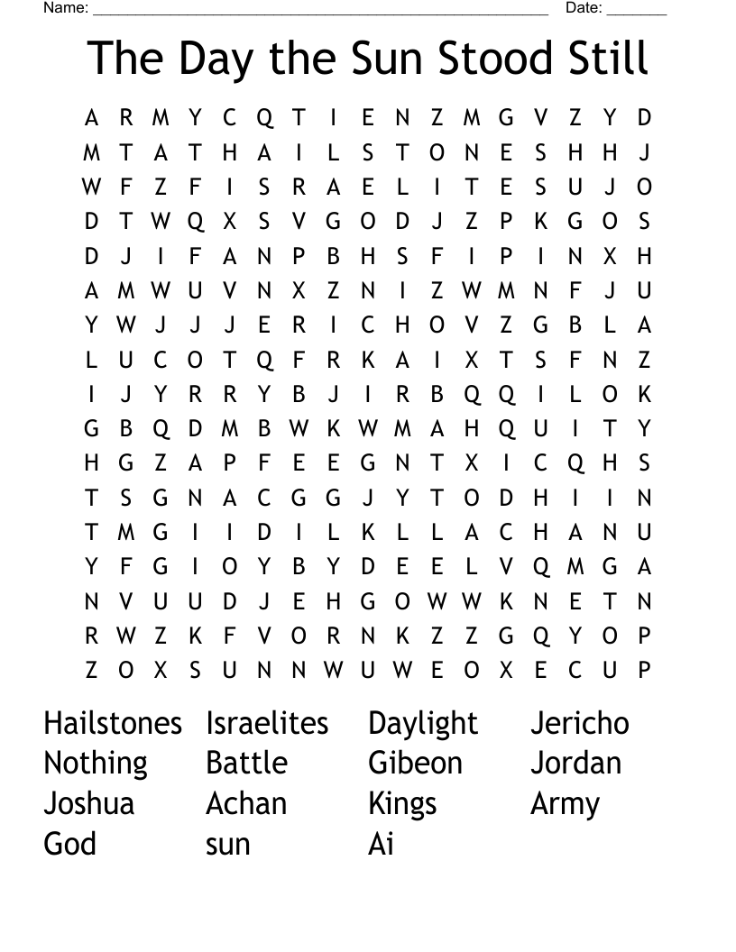 The Day the Sun Stood Still Word Search