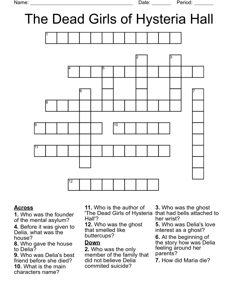 The Dead Girls of Hysteria Hall Crossword