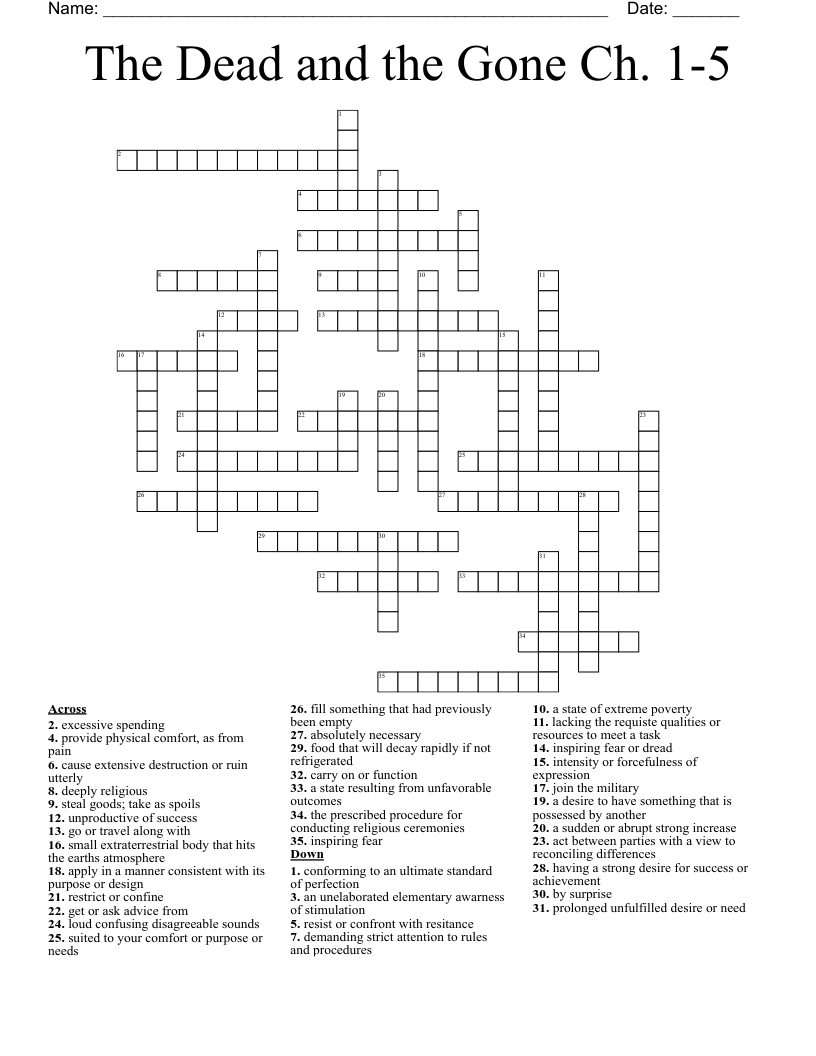 The Dead and the Gone Ch. 1-5 Crossword