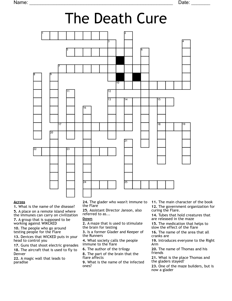 The Death Cure Crossword