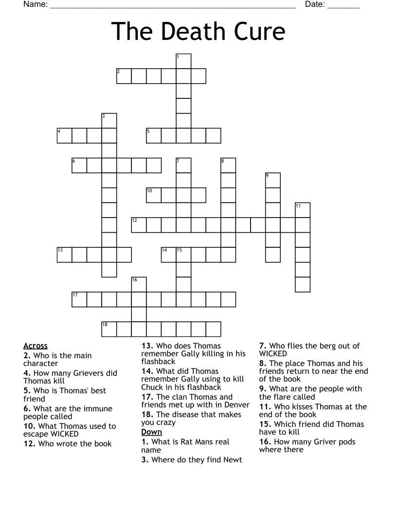 The Death Cure Crossword