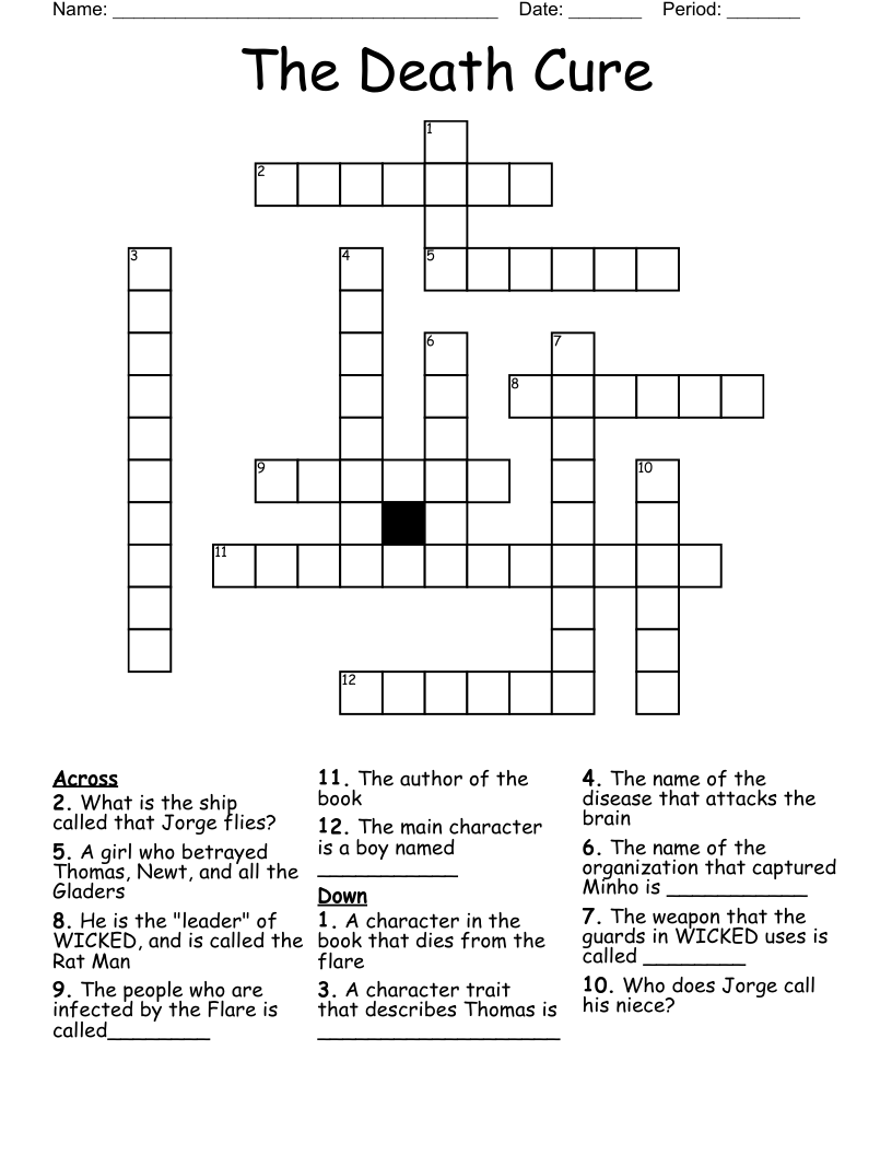 The Death Cure Crossword