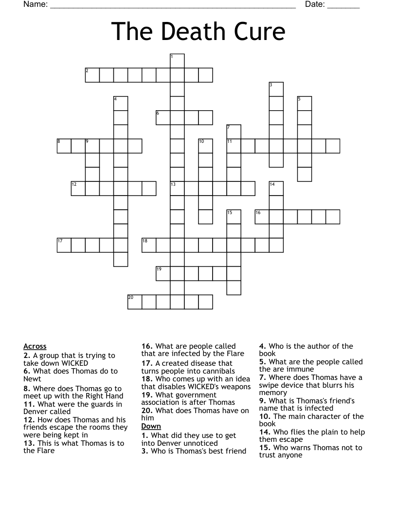 The Death Cure Crossword