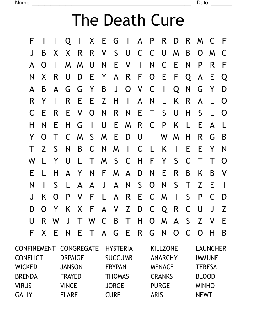 The Death Cure  Word Search
