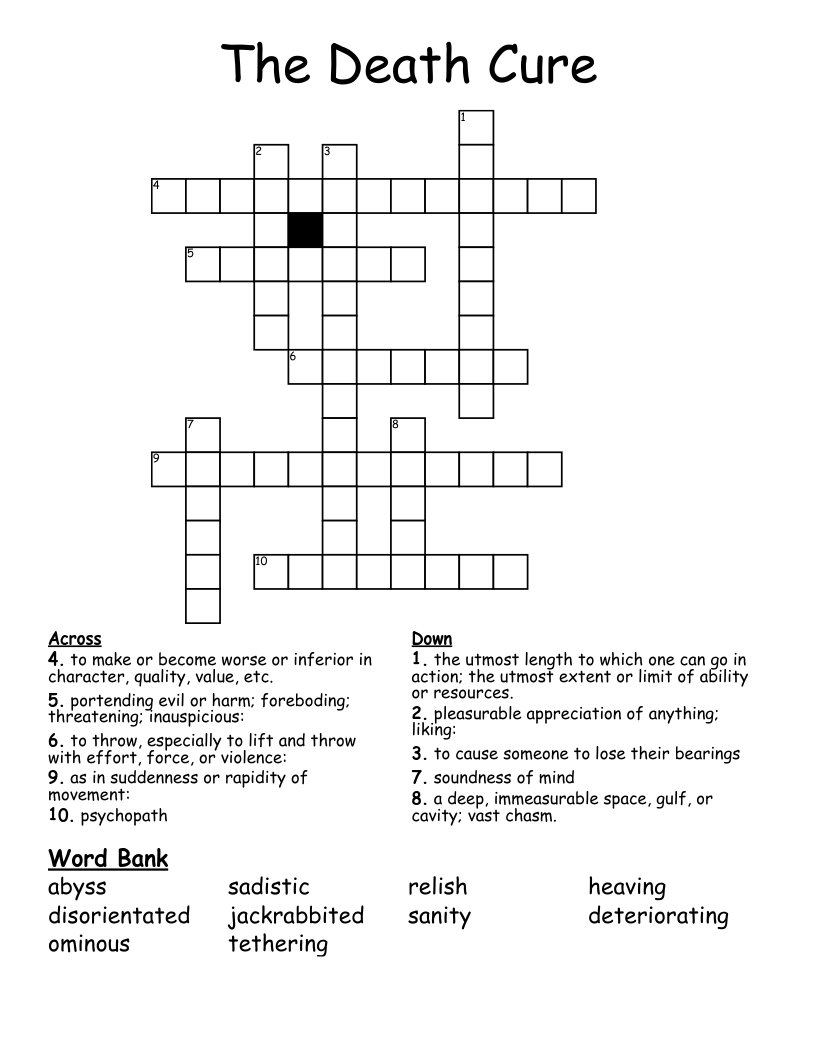 The Death Cure  Crossword
