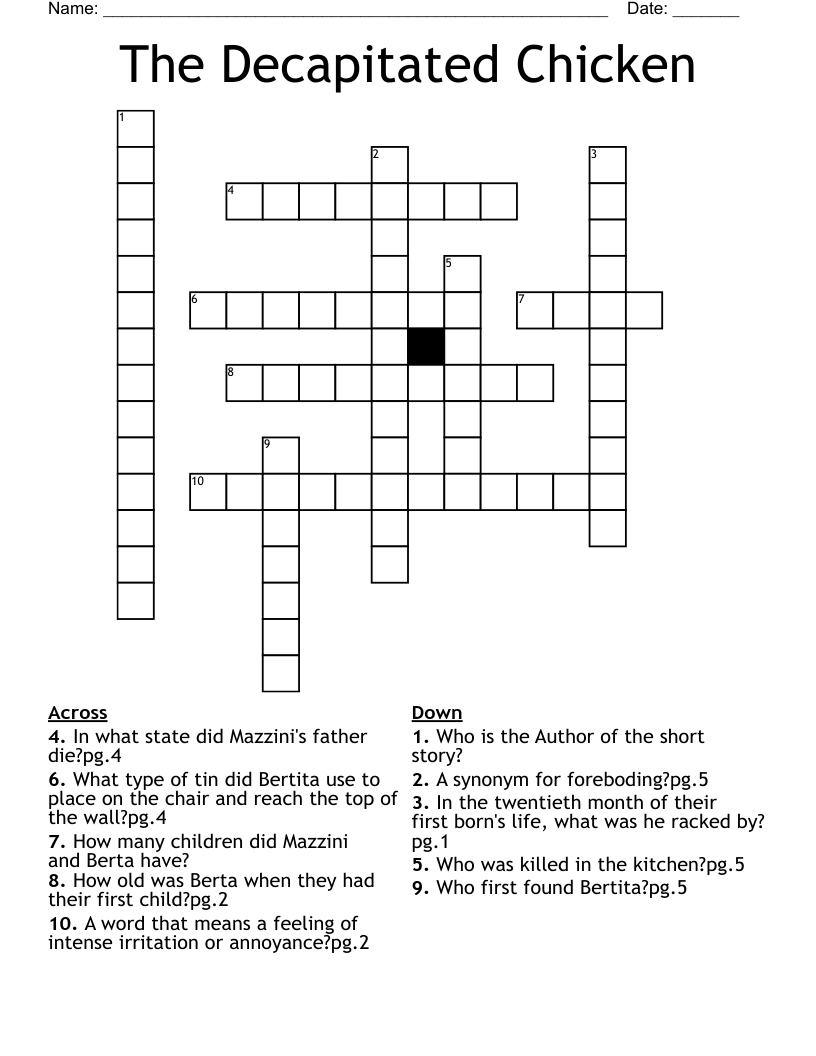 The Decapitated Chicken Crossword