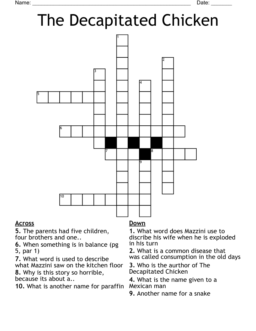 The Decapitated Chicken Crossword