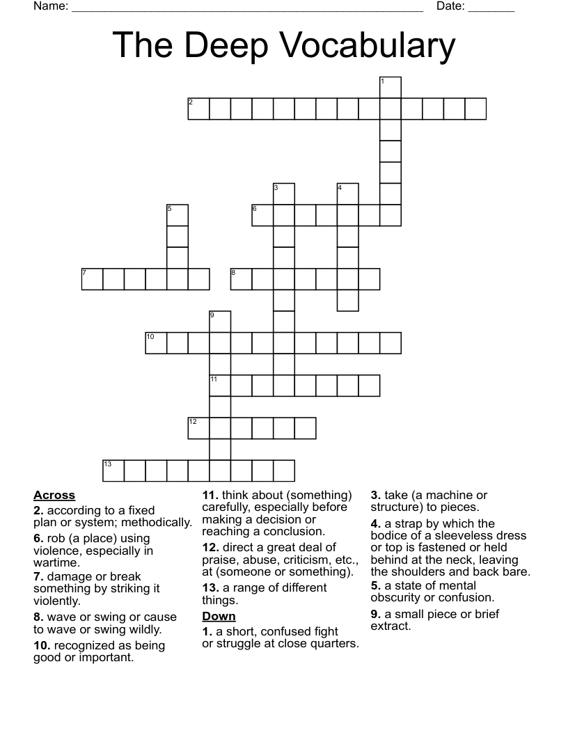 The Deep Vocabulary Crossword
