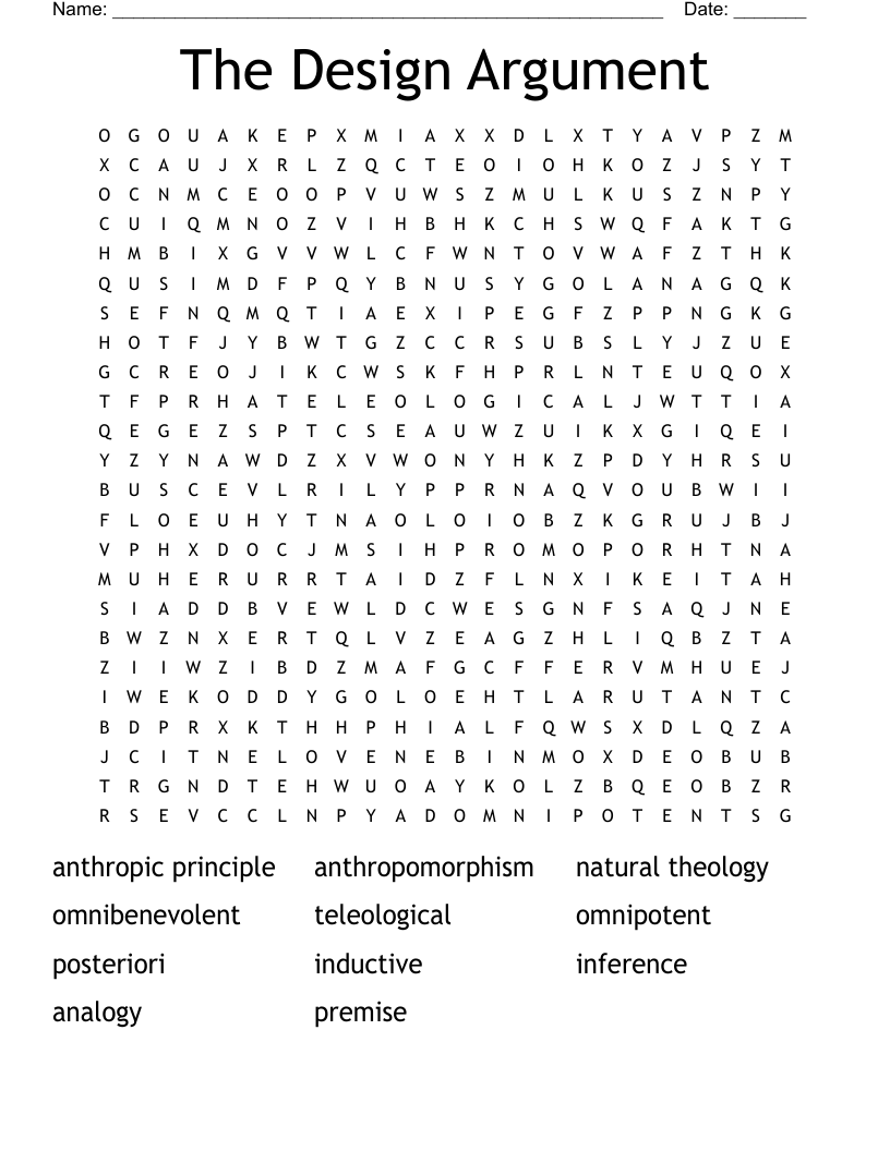 The Design Argument Word Search