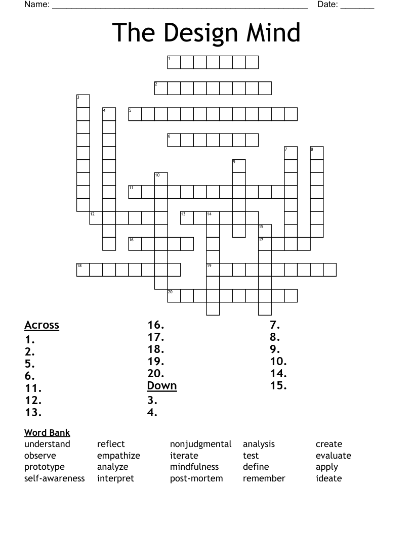 The Design Mind Crossword