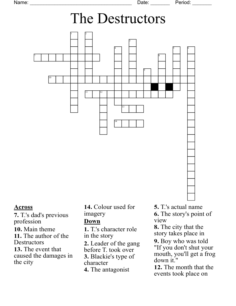 The Destructors Crossword