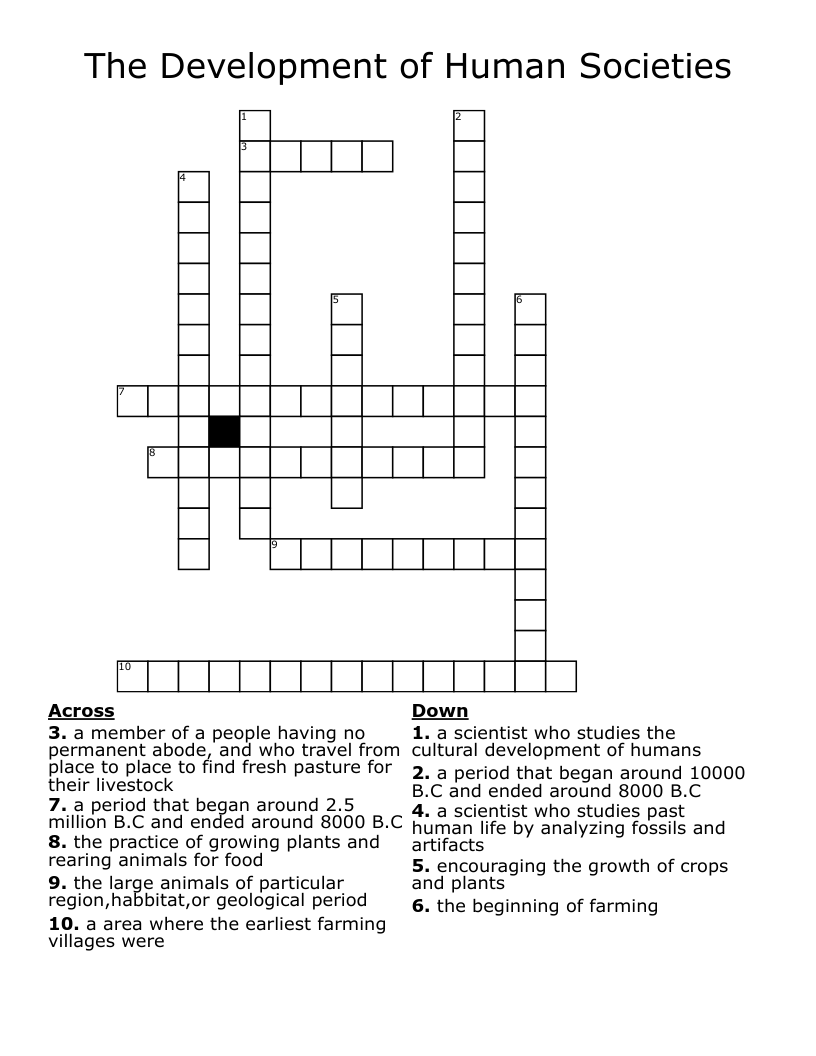 The Development of Human Societies Crossword