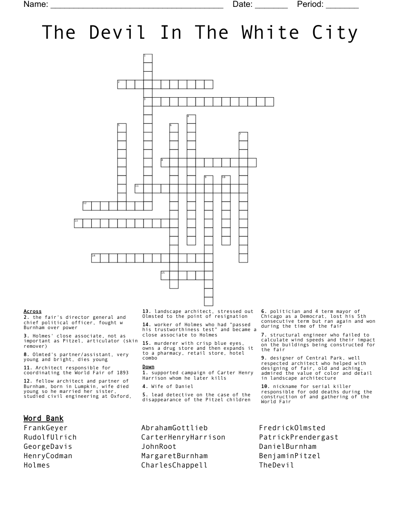 The Devil In The White City Crossword