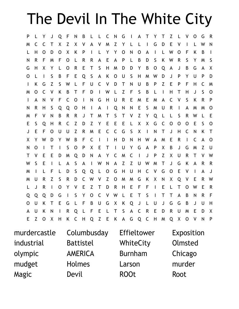 The Devil In  The White City Word Search
