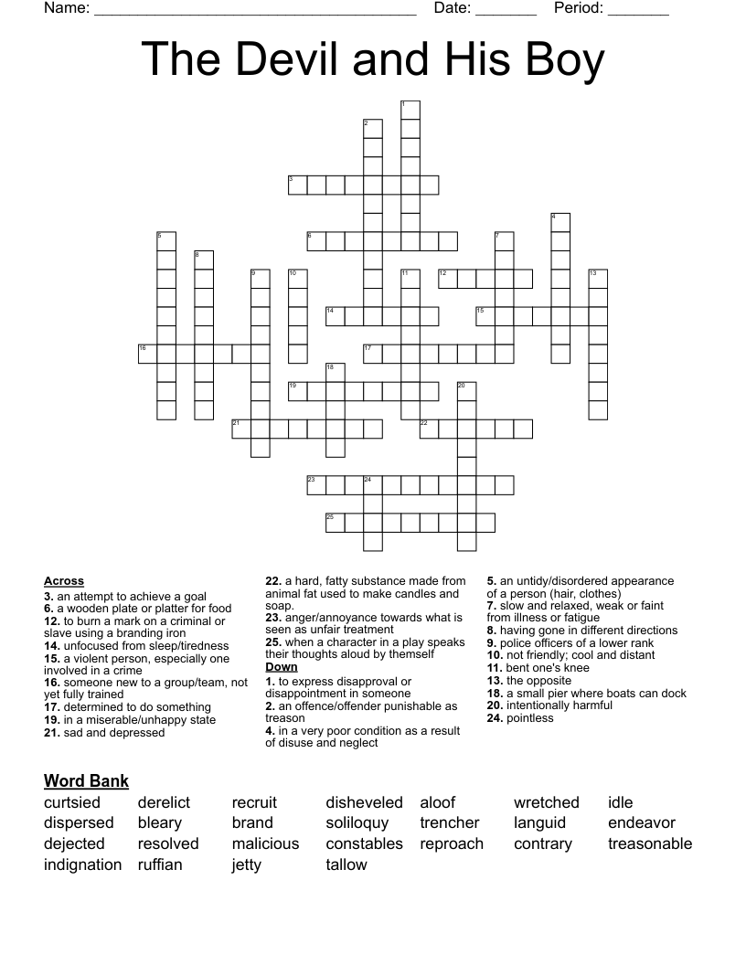 The Devil and His Boy Crossword