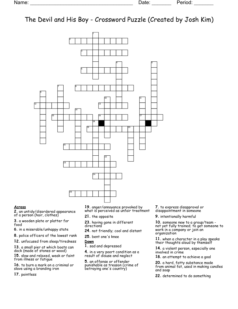 The Devil and His Boy - Crossword Puzzle (Created by Josh Kim)