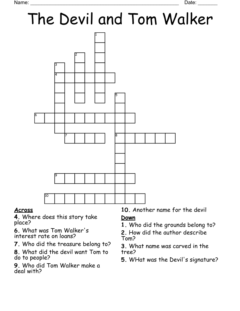 The Devil and Tom Walker Crossword