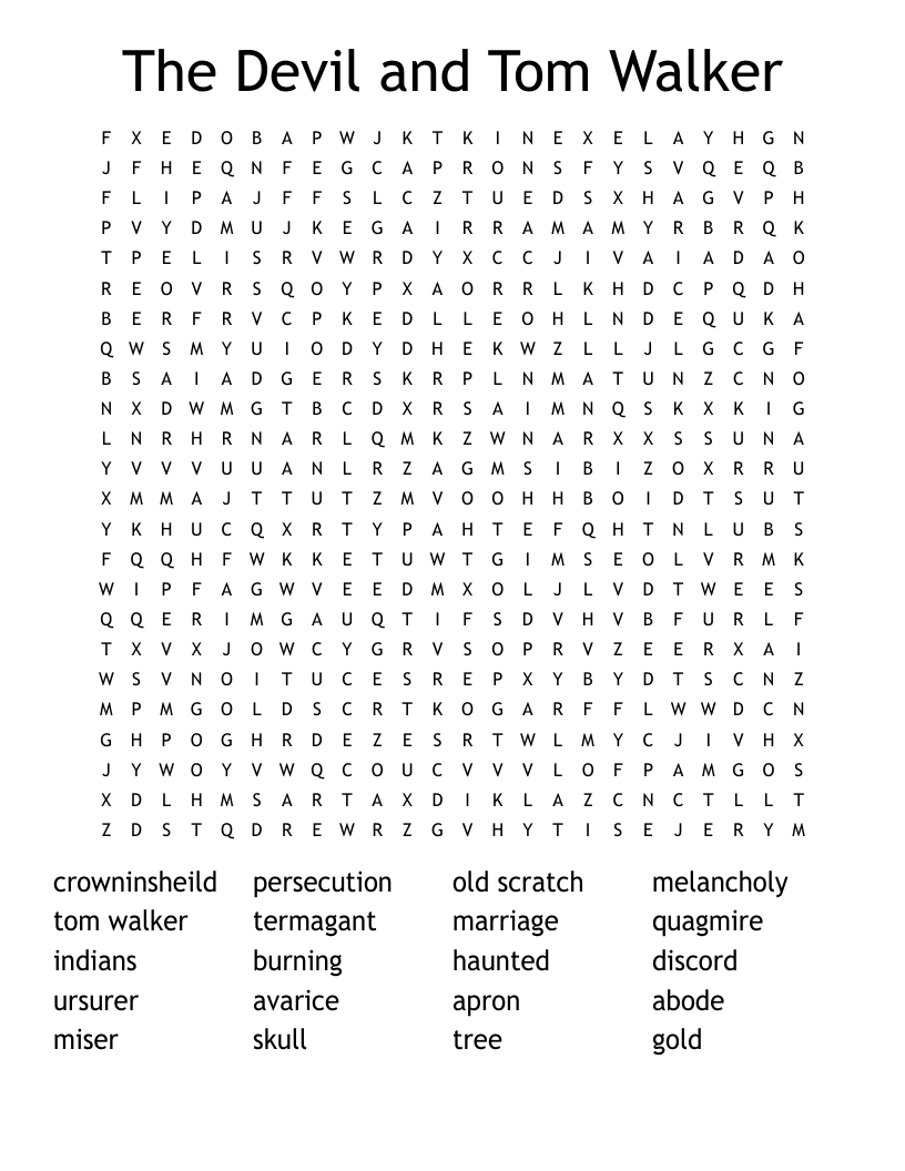 The Devil and Tom Walker Word Search