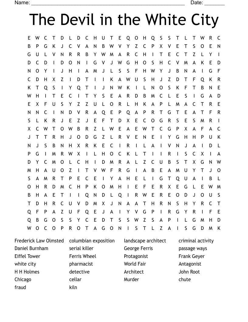The Devil in the White City Word Search
