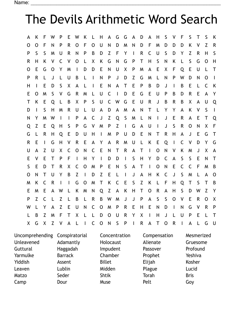 The Devils Arithmetic Word Search