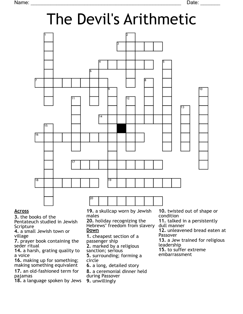 The Devil's Arithmetic  Crossword