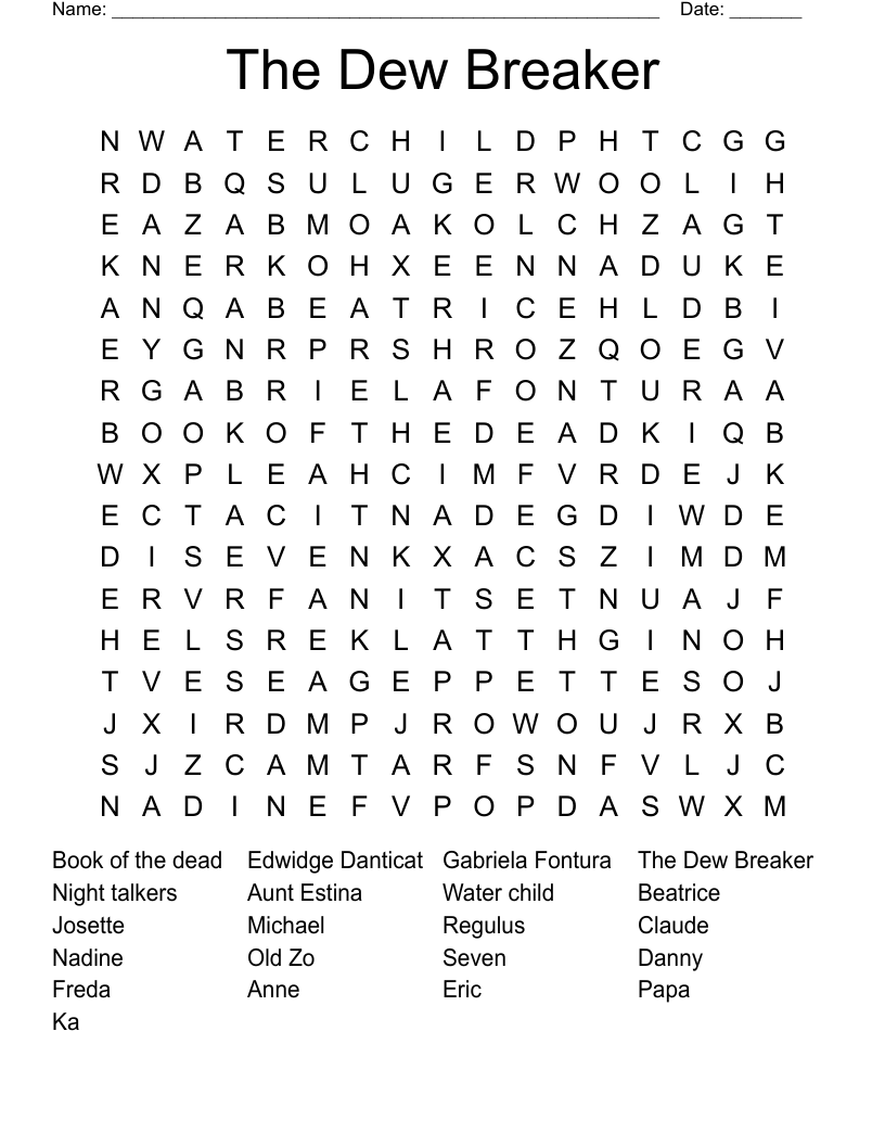 The Dew Breaker Word Search