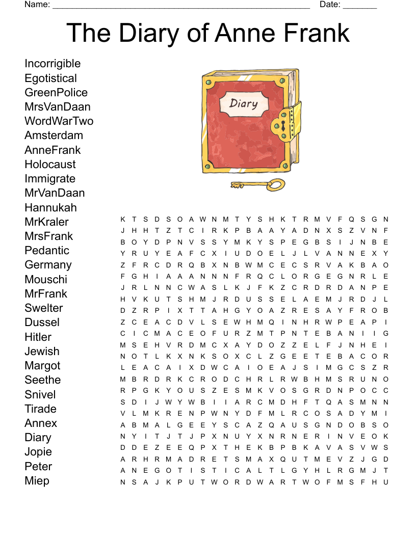 The Diary of Anne Frank Word Search