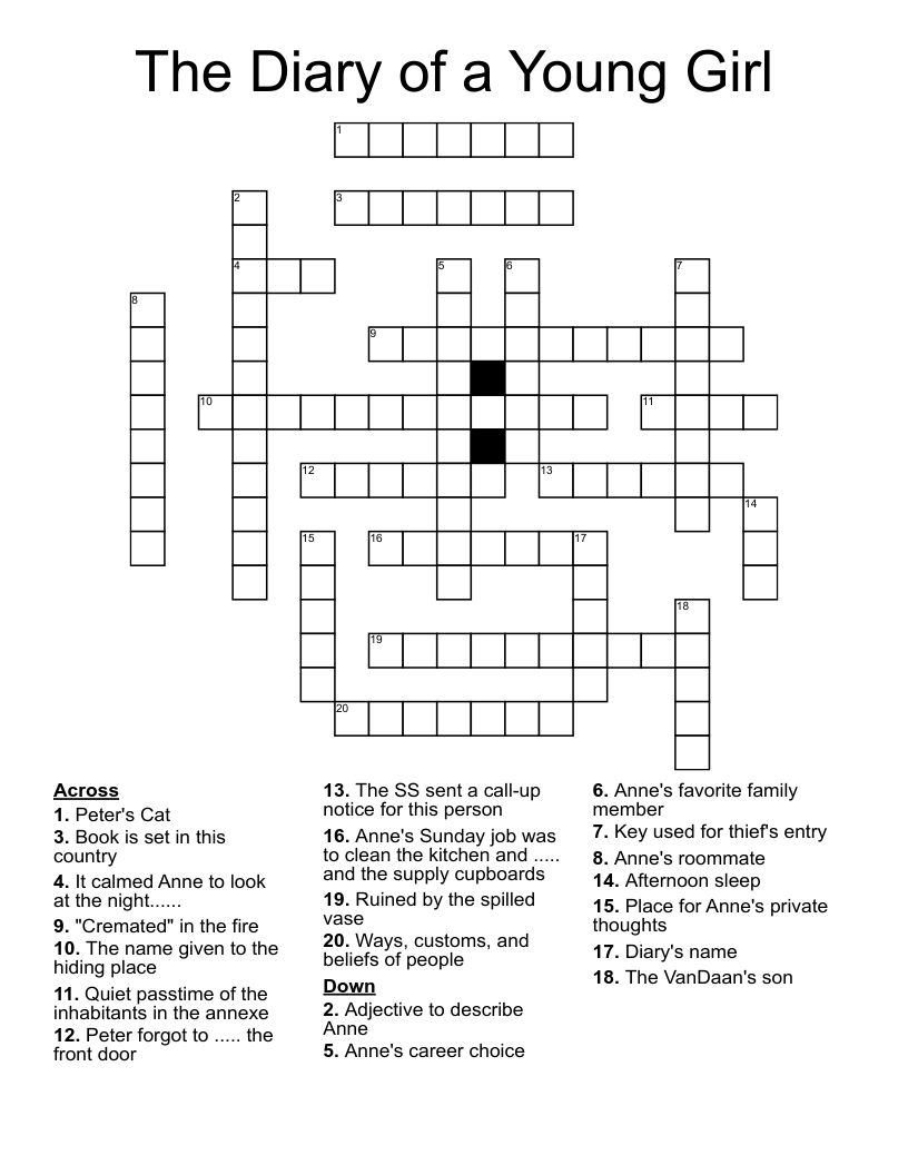 The Diary of a Young Girl Crossword