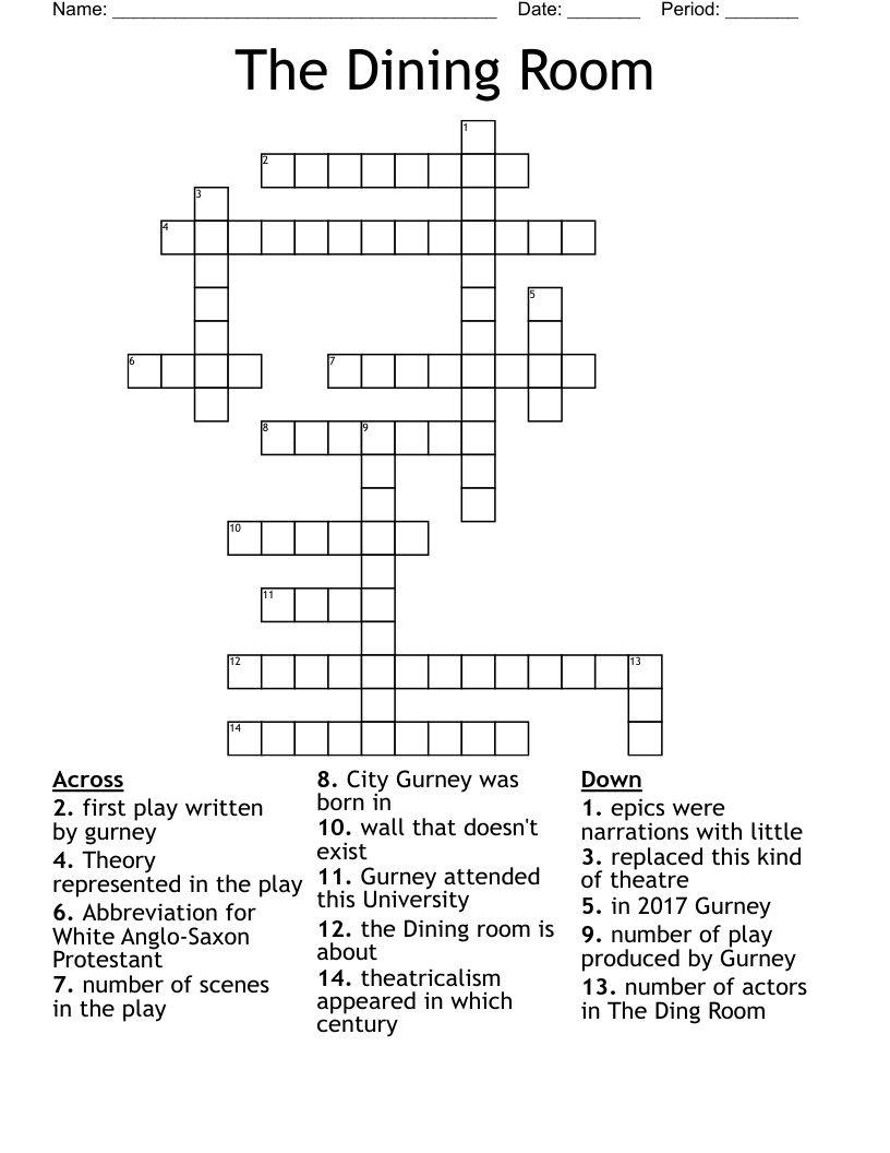 The Dining Room Crossword