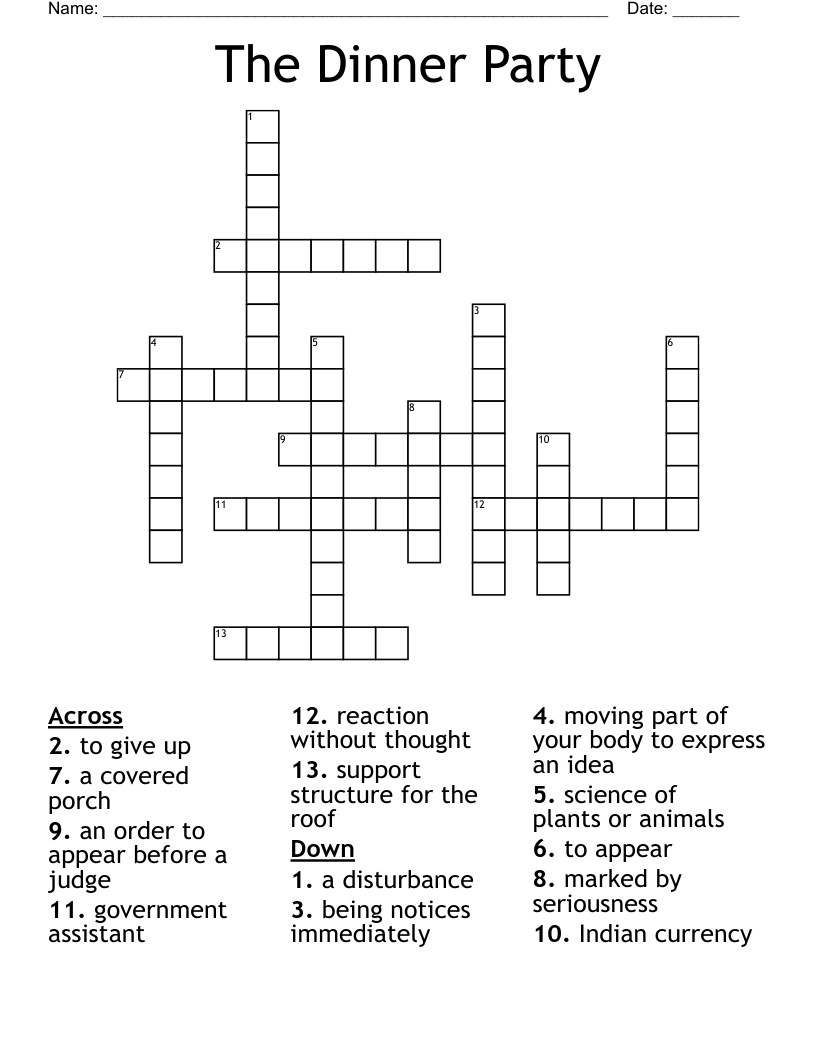 The Dinner Party  Crossword