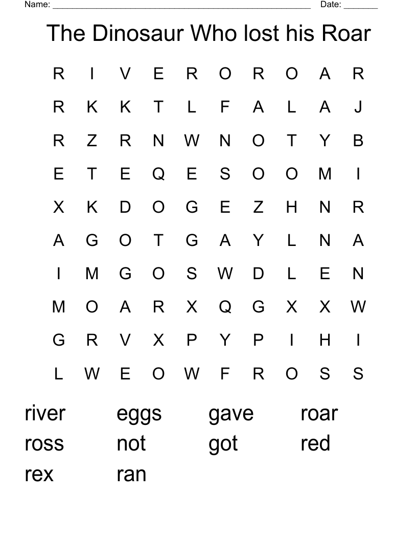 The Dinosaur Who lost his Roar  Word Search