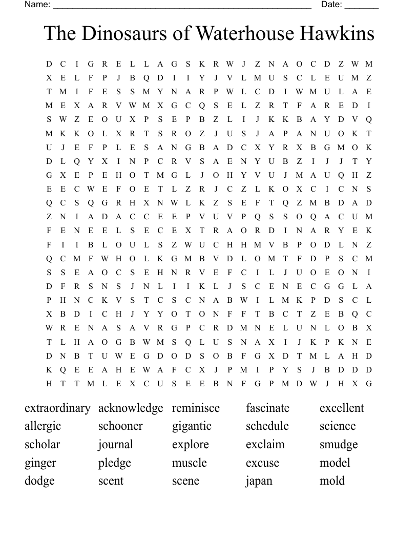 The Dinosaurs of Waterhouse Hawkins Word Search