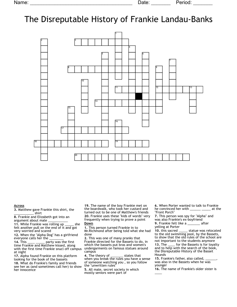 The Disreputable History of Frankie Landau-Banks Crossword