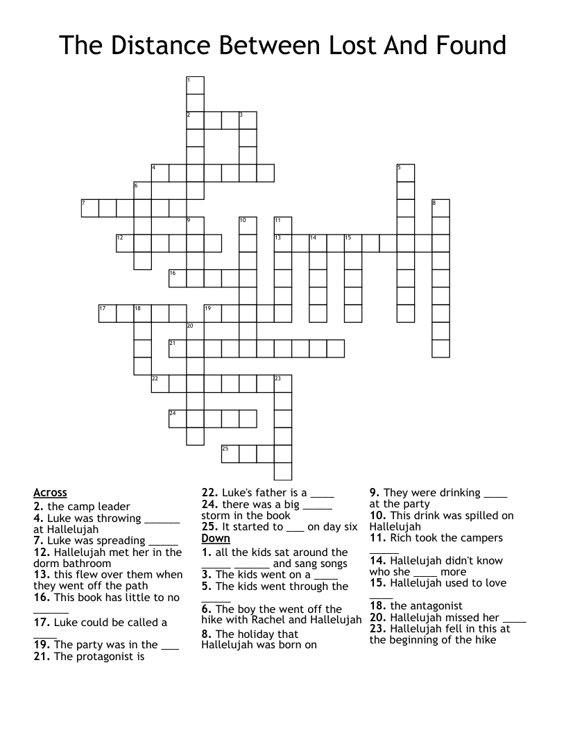 The Distance Between Lost And Found Crossword
