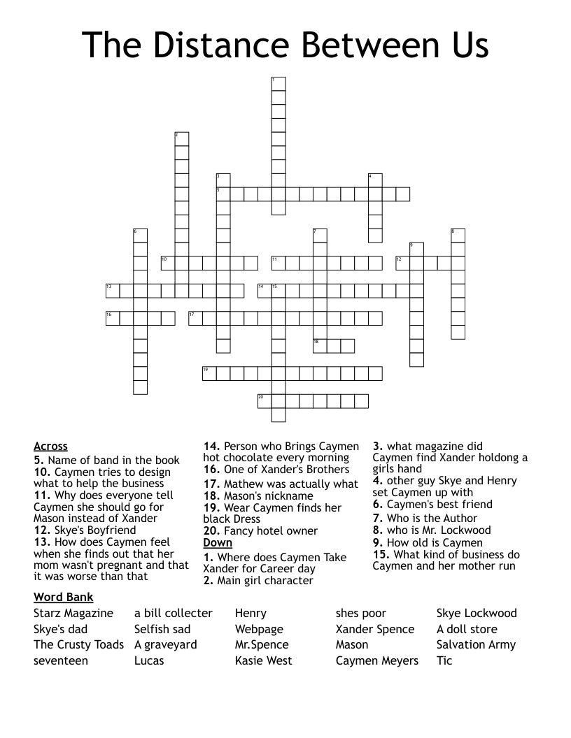 The Distance Between Us Crossword