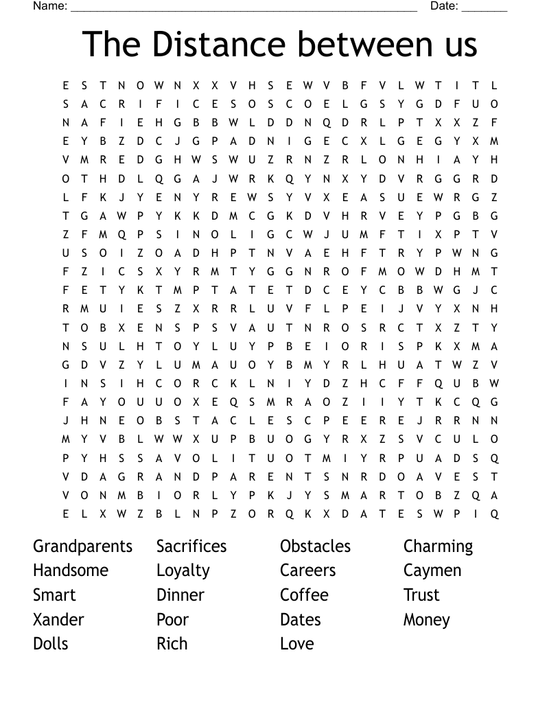 The Distance between us  Word Search