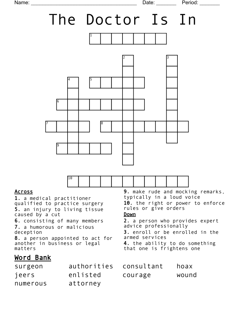 The Doctor Is In Crossword